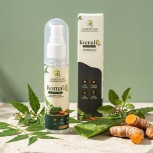 Ayurbazar Komal Skin Care Oil spray bottle with box, front view